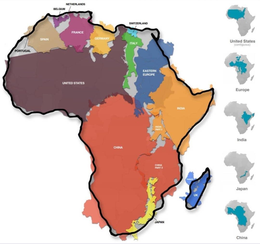 La taille réelle de l'Afrique.