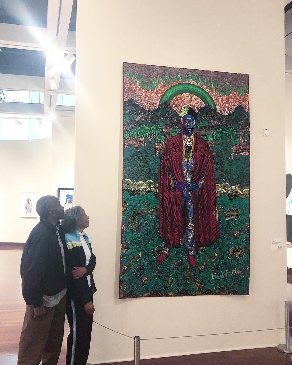 We extend our gratitude to the Boseman family for visiting our museum to see Bisa Butler's, 'Forever.” We hope that the moments spent in our museum, with the artwork of your beloved Chadwick Boseman, gave you all a sense of delight & wonder. #blackamericanportraits #spelmanmuseum