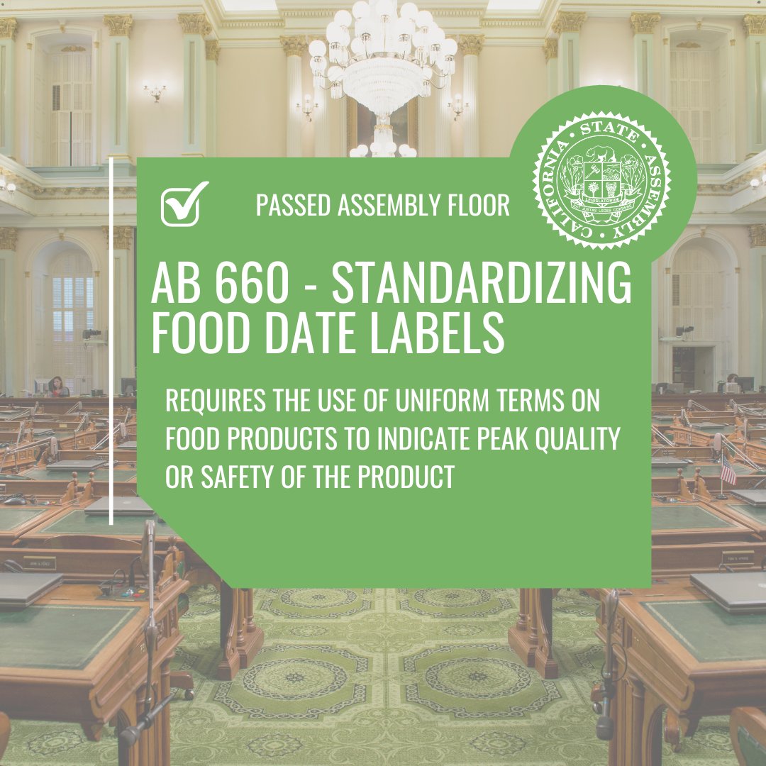 #AB660 will not only reduce food waste and save consumers money but it's good for our planet! Reducing decaying food in our landfills will significantly impact methane emissions, a key contributor to climate change.  #CALeg @cawrecycles @NRDC