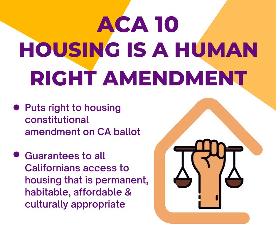 All hands on deck! 💪🏽 #ACA10 will soon be heard in the Assembly Housing Committee, and we need YOU to contact your legislators here buff.ly/3MPP076 and tell them to vote YES to amend the CA constitution to assert the legal right to housing! 👩‍👧‍👦🏡#HousingIsAHumanRight