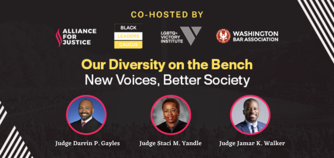 AFJustice's tweet photo. THURSDAY, 3ET: Join AFJ, @victoryinst, Black Leaders Caucus, and @the_WBA and three historic judges for a panel discussion on the need for more Black LGBTQ+ judges on the bench to ensure justice for all. 

Register: https://t.co/jyp55gi2k6 https://t.co/5OtyZIuZrw