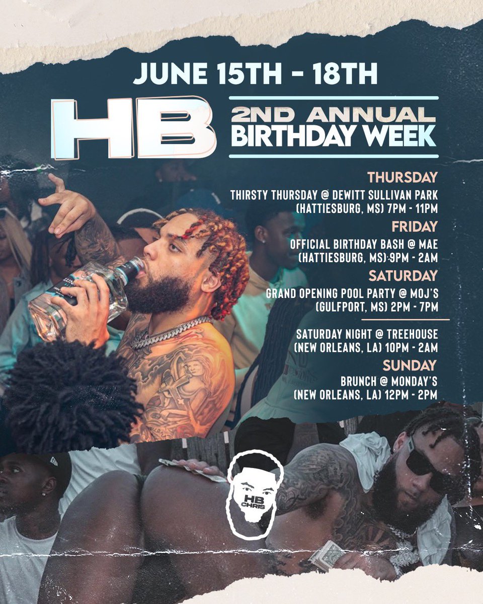 HBChris5's tweet photo. 2nd Annual HB week June 15-18th GET NEAR, we in Hattiesburg, Gulfport, and New Orleans all in 1 weekend 🏌🏾‍♂️ https://t.co/aT56Ft7rIW