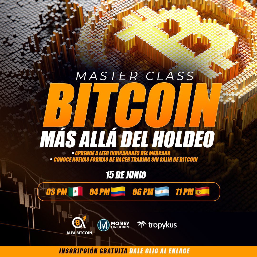 Únete a la Master Class de #BITCOIN, MÁS ALLÁ DEL HOLDEO!!! Aprendemos con <a href="/alfabitcoin_io/">Alfa Bitcoin</a> y <a href="/tropykus/">Tropykus 🌴🍹</a> !!!
El 15 de junio, totalmente gratis. Inscríbete en el siguiente link:
eventbrite.com.ar/e/masterclass-…