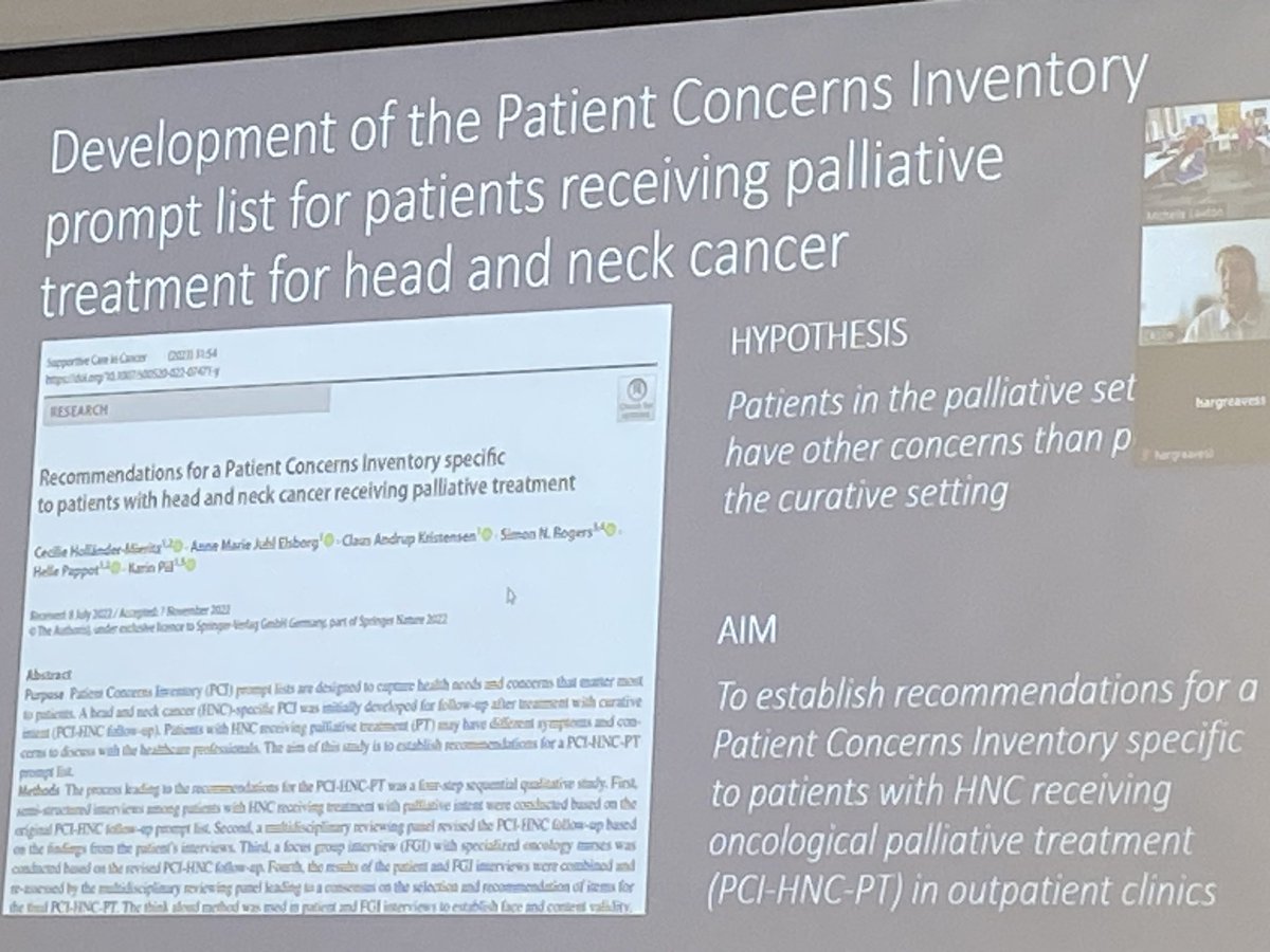 Dr Cecille  Hollander-Mieritz presents on the modified version of the Patient Concerns Inventory for patients with head and neck cancer receiving palliative treatment