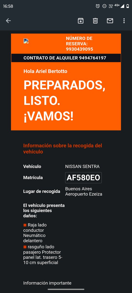 artucho42's tweet photo. @SixtAR me quieren cobrar un daño informado en la recogida del vehículo. @DNDConsumidor cómo genero un reclamo? https://t.co/7Q45HwoAd6