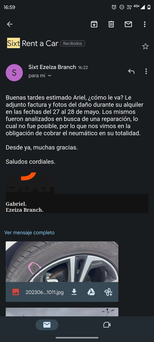 artucho42's tweet photo. @SixtAR me quieren cobrar un daño informado en la recogida del vehículo. @DNDConsumidor cómo genero un reclamo? https://t.co/7Q45HwoAd6