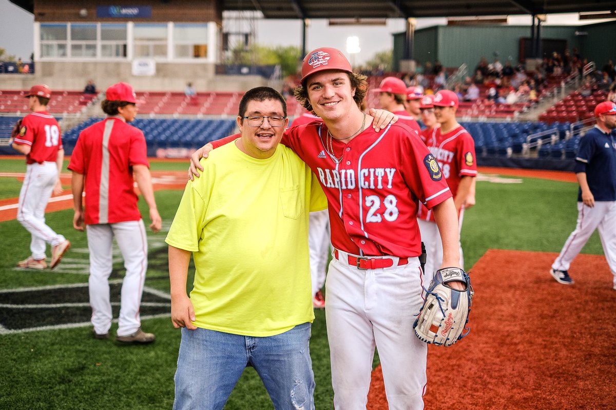 #Post22 BHW Night! Ed & Clinton threw the first pitches as many friends cheered them on.
#ThankYou, Post22, for creating ways to #engage with adults with #disabilities in our #community, donating 2023 Season Tickets, and #inspiring our SO #athletes! 
🏷️
#blackhillsworks #basenall