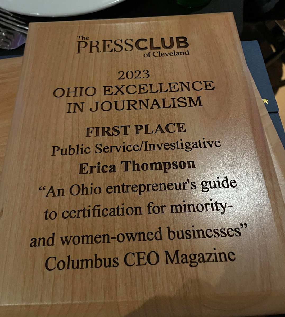 Miss_EThompson's tweet photo. Some cool, unexpected news: I won first place in Multicultural Writing and first place in Public Service/Investigative reporting at the Ohio Excellence in Journalism Awards! Many thanks to @PressClubCle! (1/3) https://t.co/F6G06dOgIX