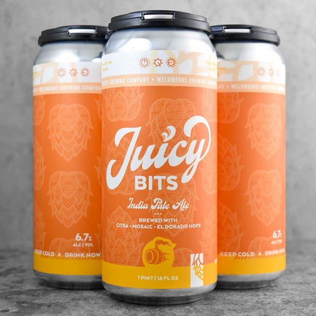 Juicy Bits features a huge citrus and tropical-fruit hops character from the massive whirlpool and dry-hop additions of Mosaic, Citra, and El Dorado hops, as well as a softer, creamier mouthfeel 🍻