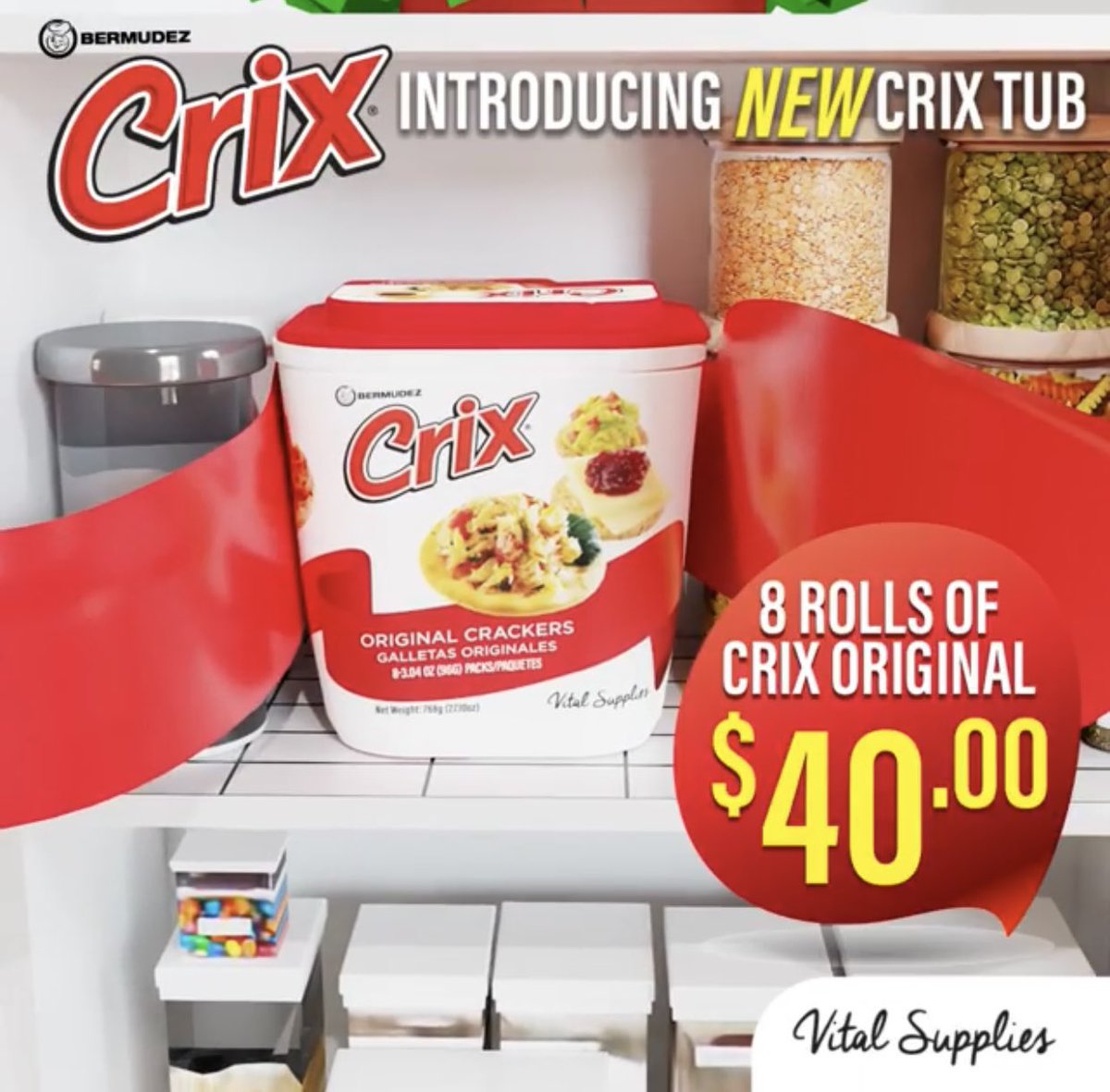 gottaluvness69's tweet photo. Introducing the NEW Crix Original Crackers Tub !!!
8 Rolls of Original Crackers packed in one convenient tub for $40.
Available at all 23 Massy Stores locations! @massystorestt
#Crix
#CrixOriginalCrackers
#CrixTheVitalSupply
#TrinidadandTobago https://t.co/n4ouV8OevK