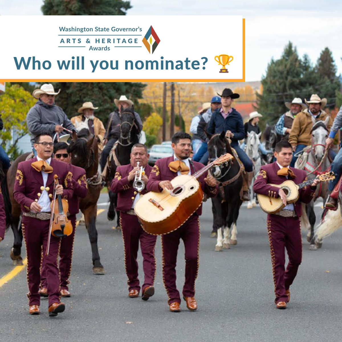 📣Who has positively impacted your community with their creativity? Recognize them with a nomination for an Arts &amp; Heritage Award! 🏆The Community Impact Award recognizes an individual, organization, or group.

📆Deadline: June 16, 5 p.m.
👉🏽Nominate: arts.wa.gov/gaha