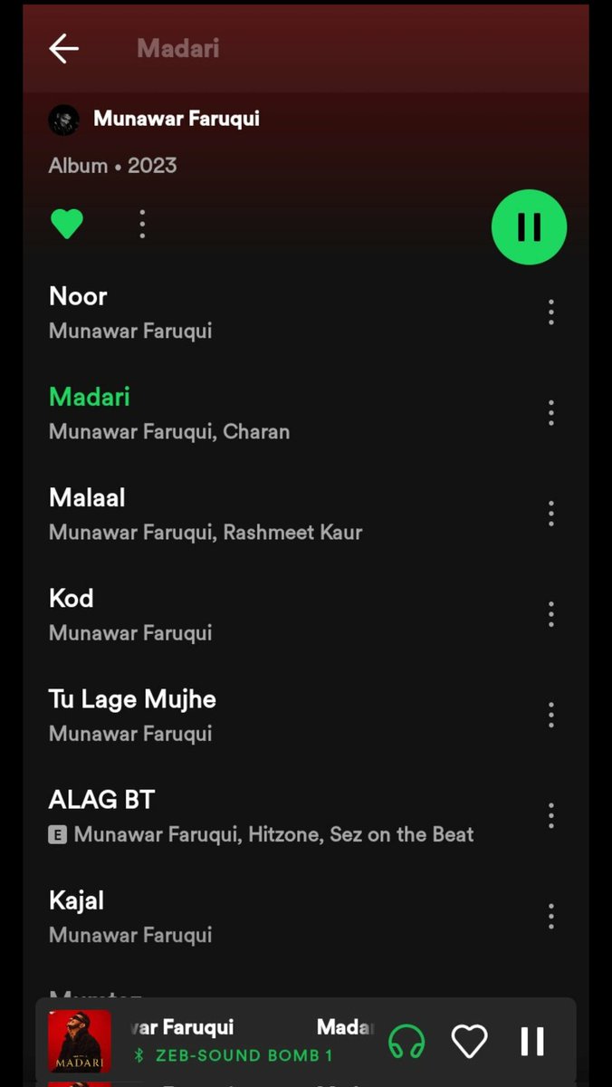 Every song is a masterpiece, but if I had to rate them, here's my list:

1. KOD
2. MADARI
3. Kajal
4. Mumtaz
5. Malaal 
6. Tu Lage Mujhe 

But trust me it was unexpected this album is gonna be a huge hit fir sure ♥️🔥 

#MunawarFaruqui #MunawarKiJanta 
#MunawarMusic #Madari
