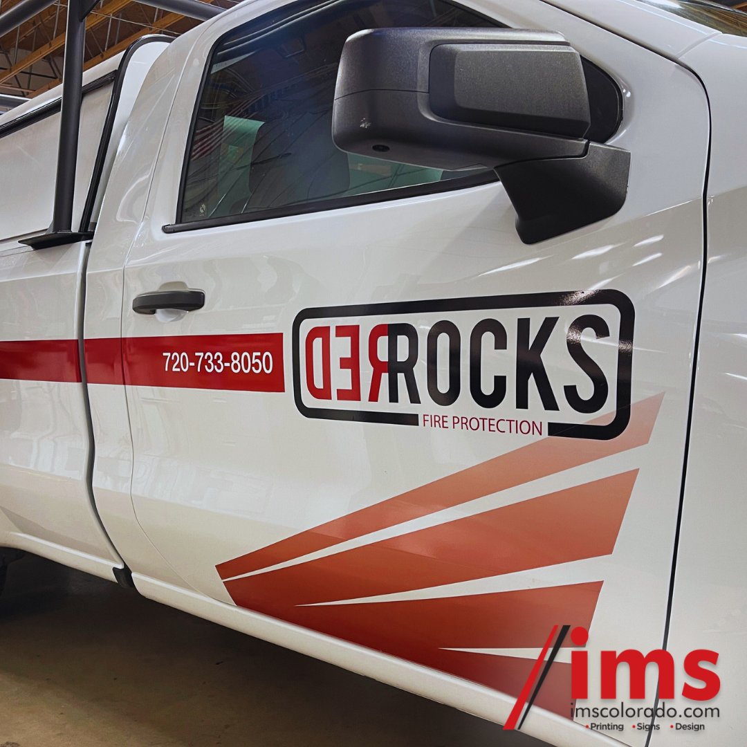 🔥🚚 Showing off a truck decal job we did for Red Rocks Fire Protection. We think the design and photo speaks for itself #RedRocksFireProtection #truckdecal #cardecal #imsprintingandsigns #customprinting #printshop #truckwrap #vinylinstall