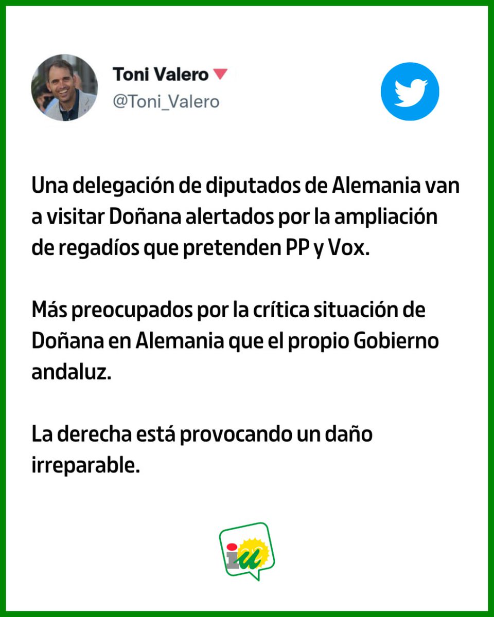 🌱 La derecha está provocando un daño irreparable en Doñana. 📲 Twitter | Instagram | Facebook