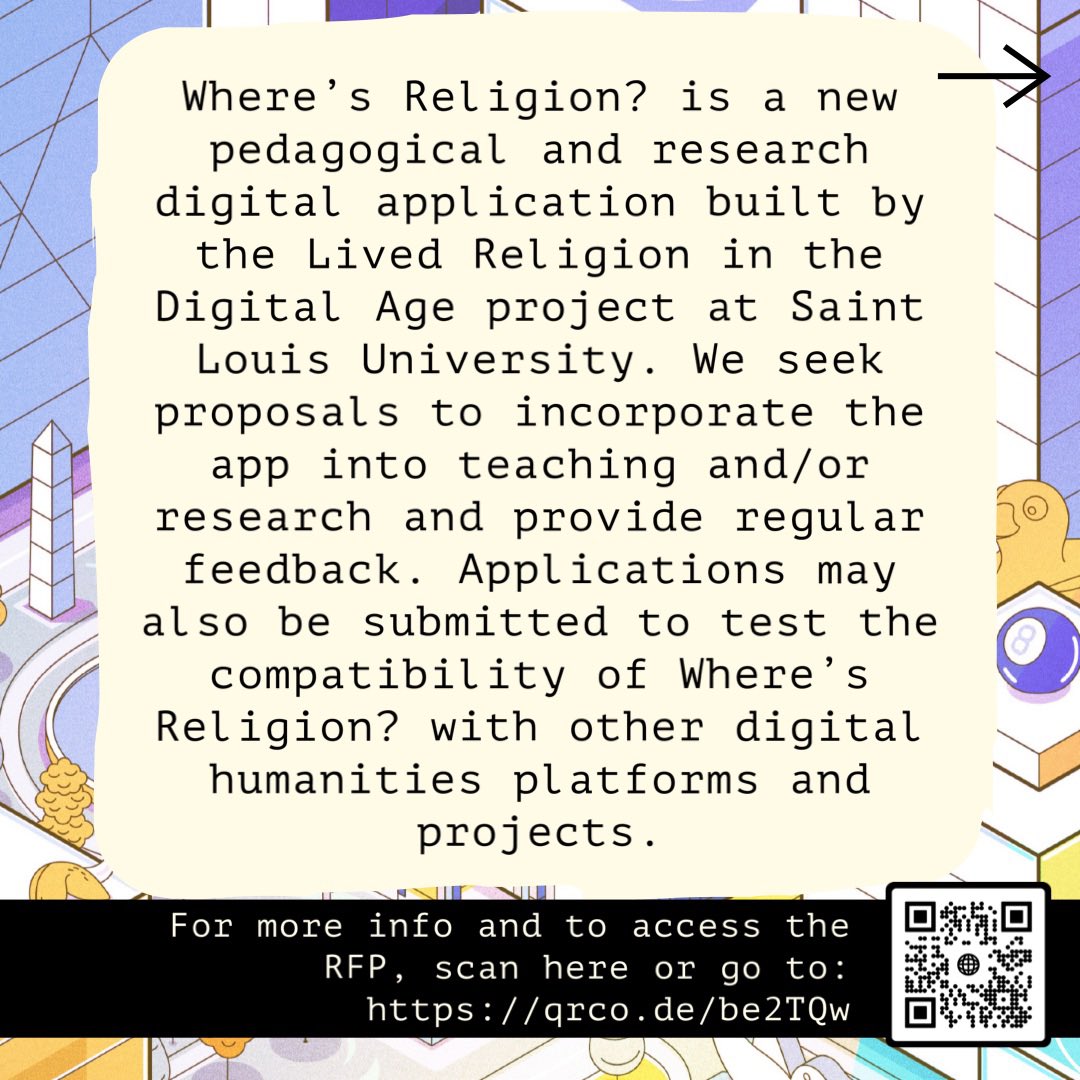 LivedReligion's tweet photo. The RFP for Lived Religion in the Digital Age App Development and Pilot Grants is LIVE!

Multiple awards of $2,500-$10,000 will be made. Individual &amp; collaborative proposals are welcome! 

For more info and to link to the application: https://t.co/bRPmbLuKHf

#cfp #rfp #acrel #dh https://t.co/FbkxYLtRKy