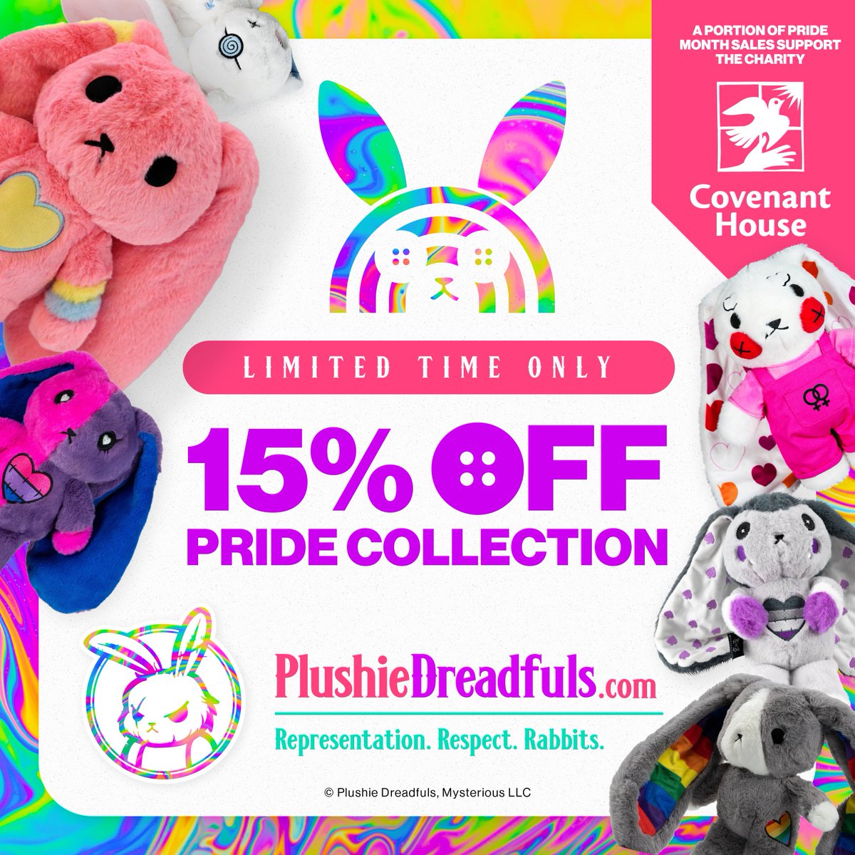 15% off our Pride Collection for June with a portion of the proceeds going to support @CovenantHouse ! #plushies #PrideMonth #PrideMonth2023 mysterious.americanmcgee.com/collections/pr…