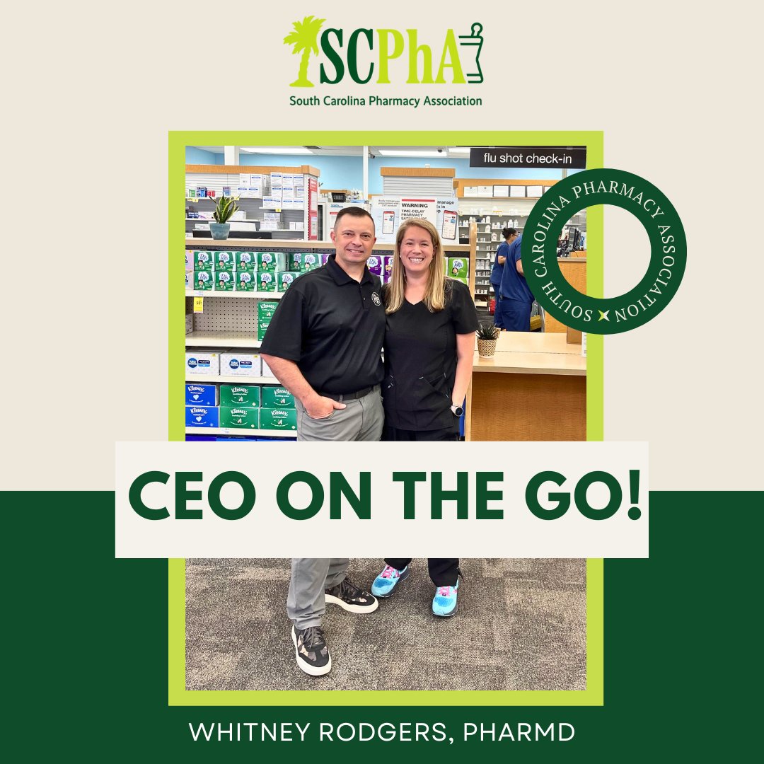 yourSCPhA's tweet image. Check out our #CEOontheGO! Brian had the opportunity to visit with one of our newest members, Whitney Rodgers, PharmD! We appreciate your membership, Whitney!

.

.

.

#MembershipMonday #SCPhA #Pharmacist #MembershipAppreciation #WelcomeAboard