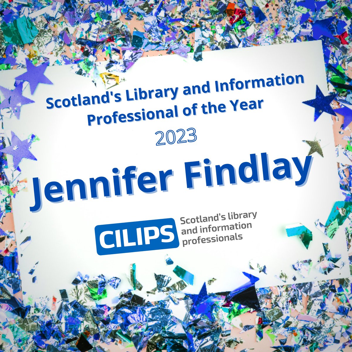CILIPScotland's tweet photo. Congratulations to @jenniefindlay for winning Scotland’s Library and Information Professional of the Year 2023! 💐✨🥳 

Thank you to our judges and also our incredible nominees! 🫶🏻

Read all about our winner and nominees here: https://t.co/tRFQZfzpPp https://t.co/BQfAMhcMFB