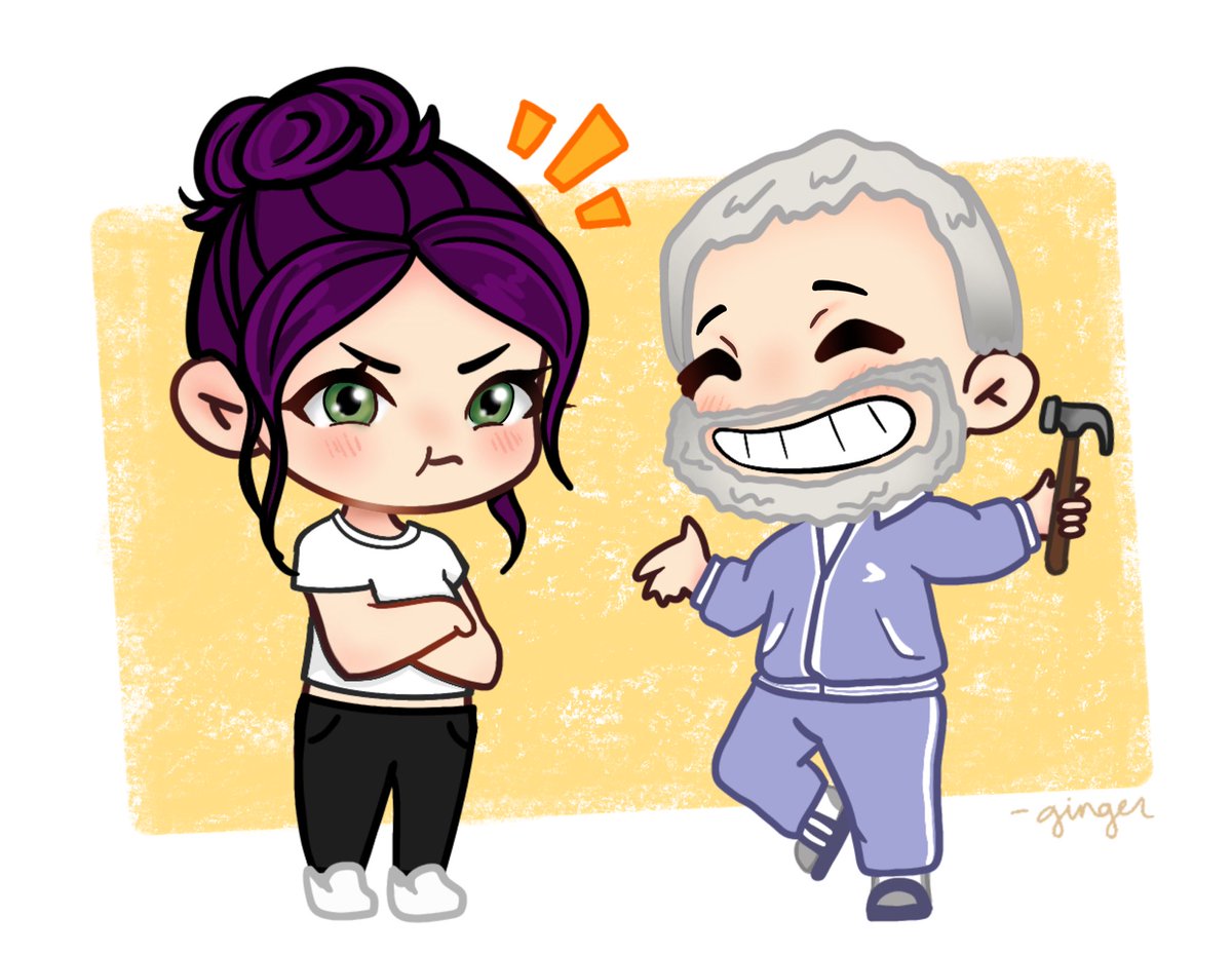 now that he’s seen the big surprise, I can share the drawing I did of Sophie and Osvaldo! 

congrats again <a href="/Hogshund/">Hogshund</a> - you’re gonna be an amazing dad and I can’t wait for Soph to be a full blown criminal when you get back so she can go on adventures with Osvaldo 😂