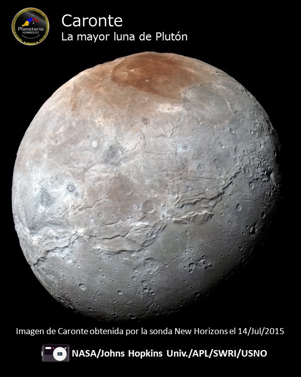 planethumboldt's tweet photo. Caronte: la mayor luna de Plutón.

Caronte fue descubierto en junio de 1978, 48 años después, en un observatorio ubicado a menos de 10 kilómetros del sitio del descubrimiento de Plutón en 1930. https://t.co/BFEht9q6SG