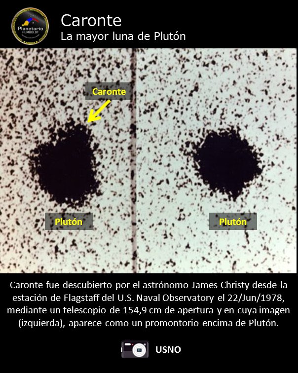 planethumboldt's tweet photo. Caronte: la mayor luna de Plutón.

Caronte fue descubierto en junio de 1978, 48 años después, en un observatorio ubicado a menos de 10 kilómetros del sitio del descubrimiento de Plutón en 1930. https://t.co/BFEht9q6SG