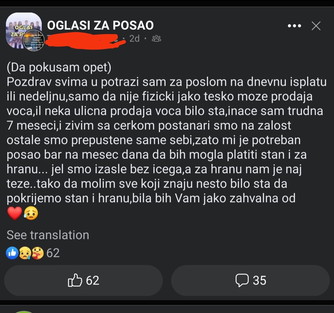 M2aja's tweet photo. Trudnica u sedmom mesecu trazi posao.

"Razmazene zene nece da radjaju"... a drzava i ljudi sve dali (drzava nista, ljudi samo vole da se*u) 😡😡😡 https://t.co/5zU0n0QXBB