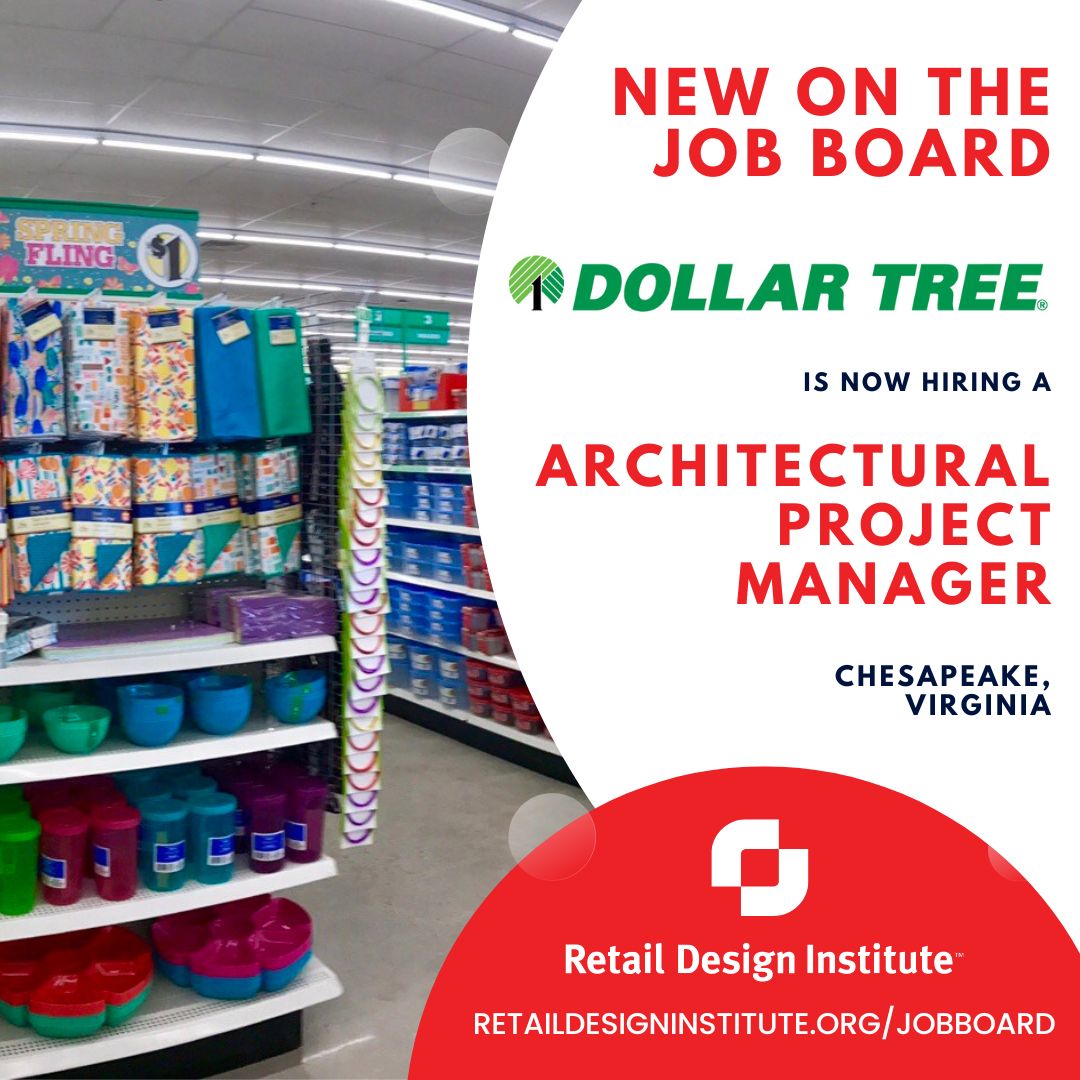 #JobSeekers - Check out the latest #RetailDesignInstitute Job Board opportunity! <a href="/DollarTree/">Dollar Tree</a> is adding an Architectural Project Manager to their Chesapeake, Virginia team.

retaildesigninstitute.org/jobboard/#!boa…

TY to our sponsors- #CapitolLight, <a href="/PlanitConstruct/">Planit Construction</a>, <a href="/VMSDmag/">VMSD magazine</a>, &amp; @ShopAssociation.