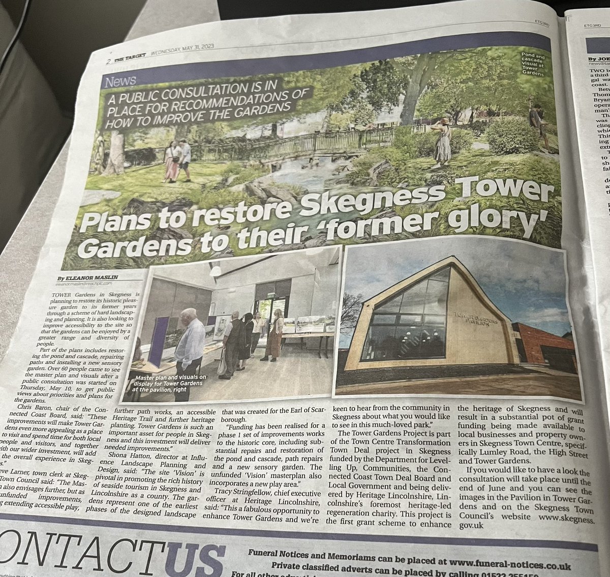 Fabulous feature on #towndeal project for #Skegness - part of the town deal transformation will see investment into Tower Gardens and includes an accessible heritage trail. Thanks to @HeritageLincs @ConnectedCoastL @luhc @SkegnessCouncil @EastLindseyDC #LincsConnect