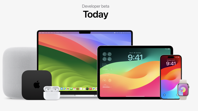 Mac4ever's tweet photo. Les bêtas d'iOS 17, iPadOS 17, macOS Sonoma, watchOS 10 et tvOS 17 sont dispos !
https://t.co/dYIt2iGiu7
 #Mac4Ever #iOS17 #iPadOS17 #macOSSonoma #tvOS17 #watchOS10 https://t.co/sawka1iZyT