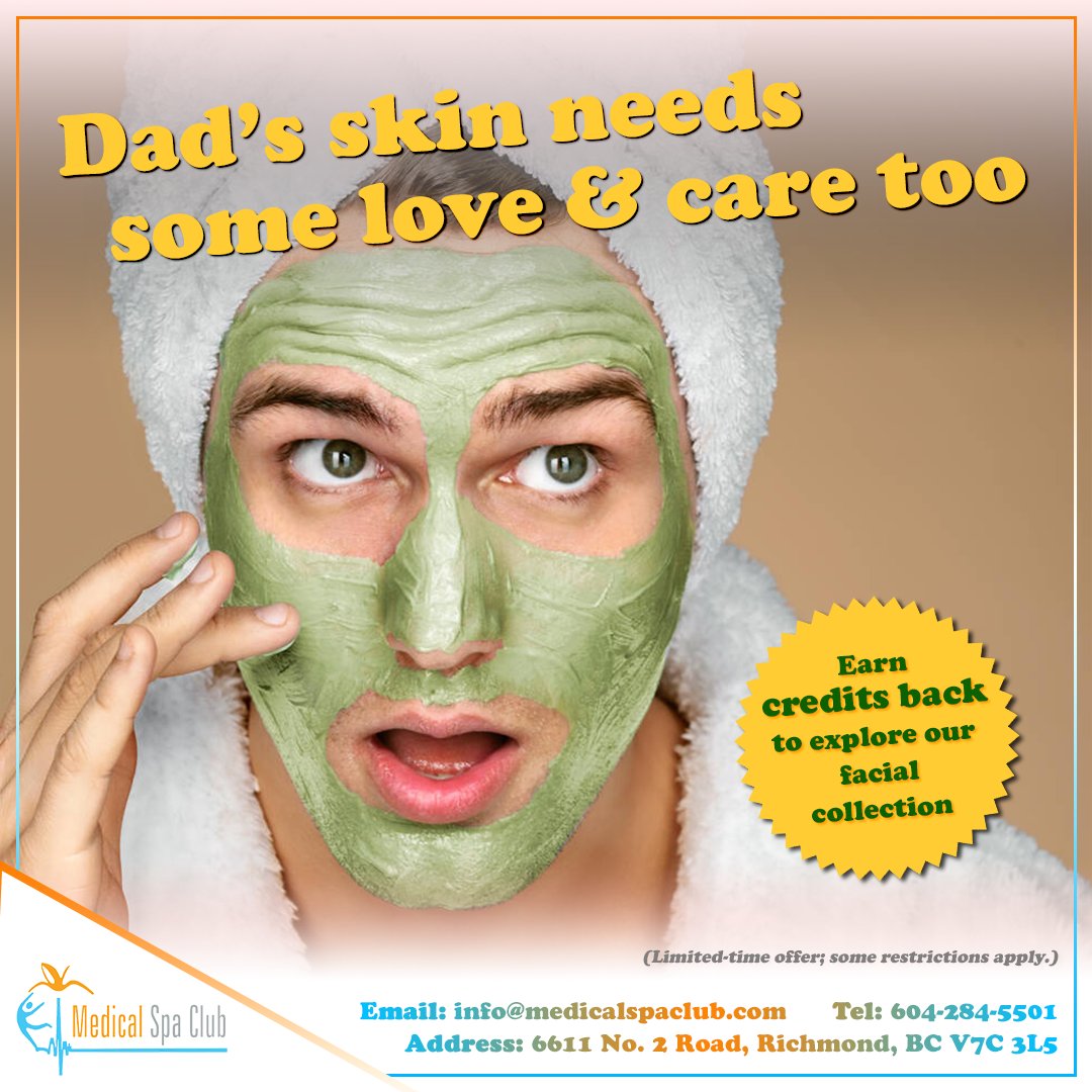 MedicalSpaClub's tweet photo. Fresh up Dad's look and get him indulge in our facial spa! All of our various specialty facials cater to his different needs and goals. 

Earn 20% money credits back from any facial now. Use them towards his next service. Book more, earn more!

👉 https://t.co/Ai75GN4NeQ for info https://t.co/fxGaJcKBCP