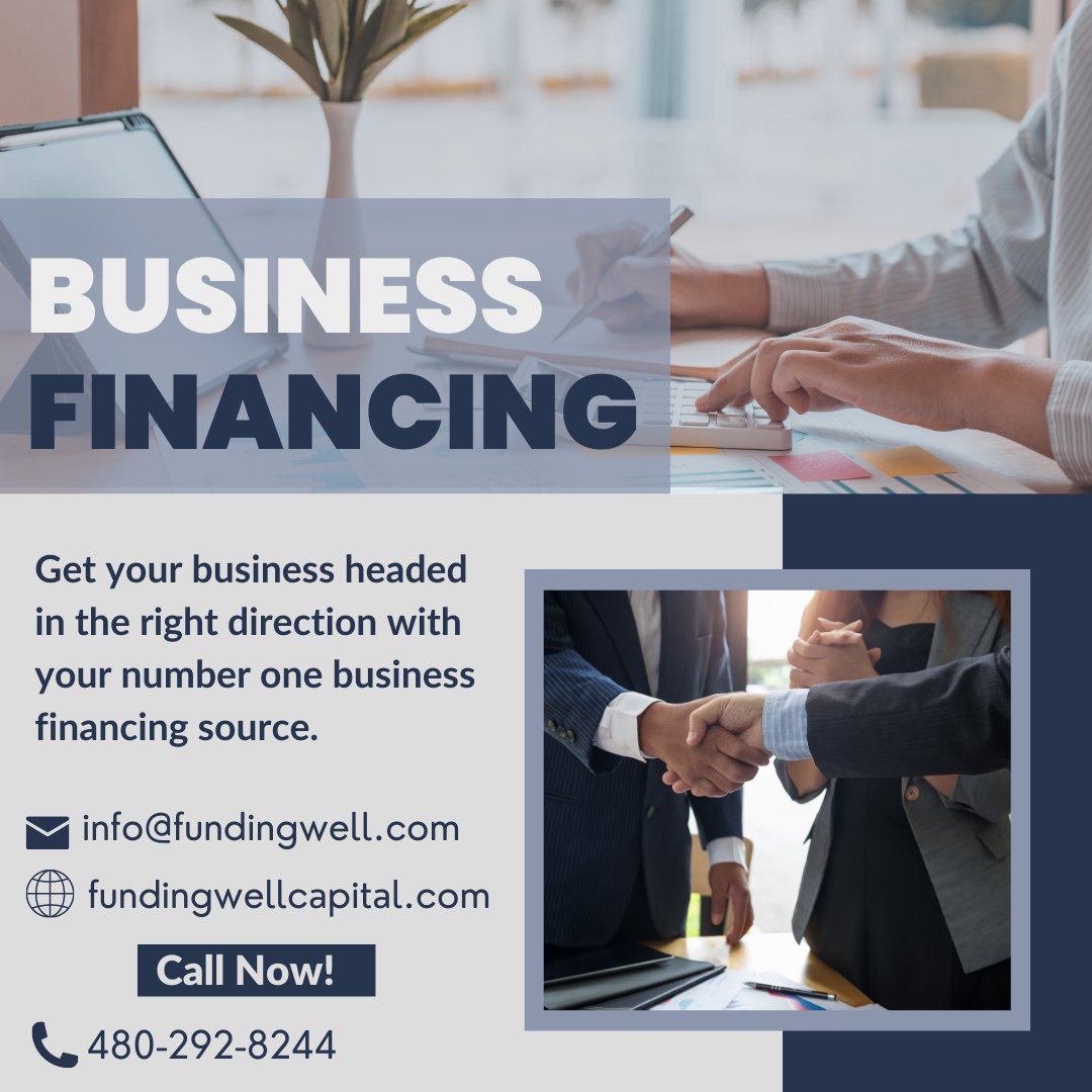 Call today and let us show you what we can do for your business.
Tel: 480-292-8244
Website: ( fundingwellcapital.com)
Please like and share!
Tag someone who should see this
Follow @fundingwellcapital for more!

#finance #equipmentfinance #businessowner #cashflow #lowrates