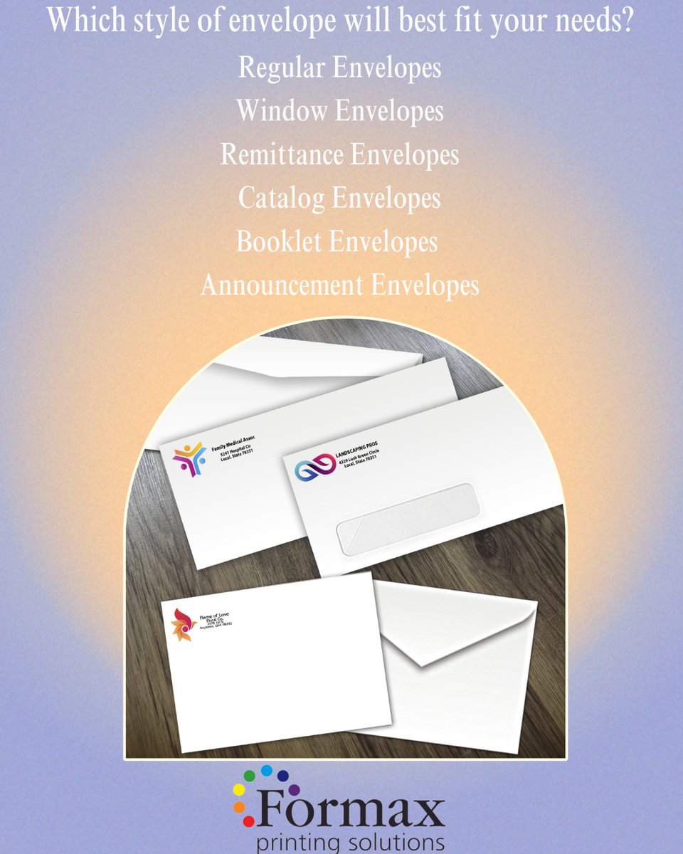 FormaxPrinting's tweet image. Unleash your creativity with custom-designed envelopes that make a statement from the moment they're received. 💌✉️ #CustomEnvelopes #MakeItMemorable #formaxprinting #envelopes ow.ly/ryuK50OFzMN