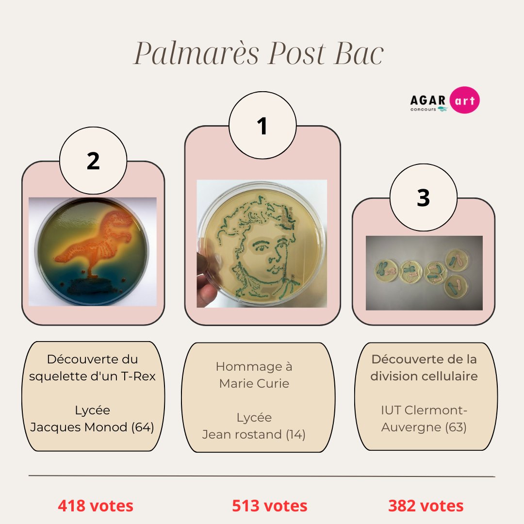 Et voici le palmarès d'#AgarArt 2023! Bravo aux gagnants "de l'infiniment petit à  l'infiniment grand"!

Un grand merci à nos partenaires: <a href="/INTERSCIENCE_FR/">INTERSCIENCE</a> <a href="/Jeulin_fr/">Jeulin</a>, <a href="/IutToulouse3/">IUT Paul Sabatier</a> <a href="/UT3PaulSabatier/">UT3 Paul Sabatier</a> <a href="/villedauch/">Ville d'Auch</a>, Dpt Gers, UNPIUT

Rdv en 2024 avec le thème: "Le sport - Paris 2024"
