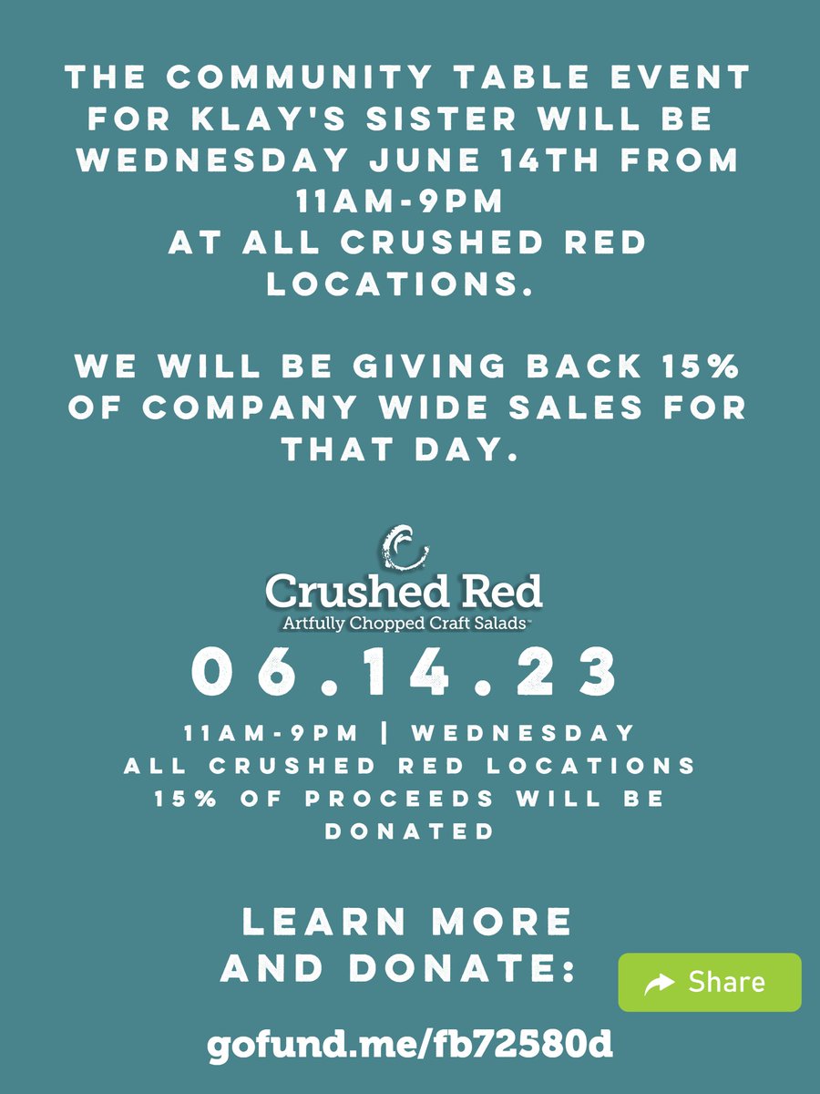 Join us June 14th to help us raise funds for our GM Klay and his family Learn more and donate: gofund.me/fb72580dJoin our fundraiser June 14th: fb.me/e/2XEBMkZs8

#donate #gofundme #gofundmecampaign #stltogether #stl #stllocal #stlstrong #kirkwood #fundraiser