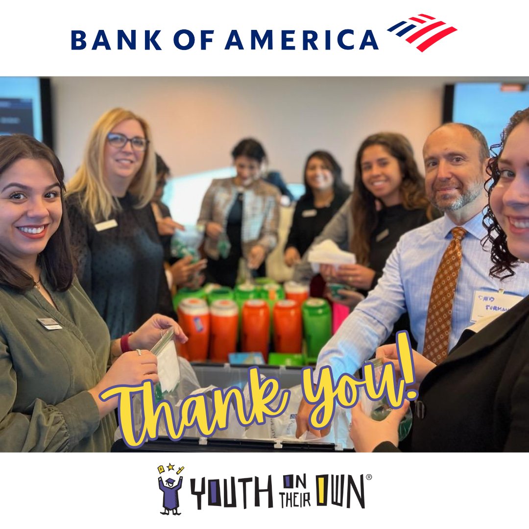 We're excited to share that @BankofAmerica recently selected us as a recipient of one of its #BofAGrants! In addition to this grant funding, Bank of America volunteers supplied the Mini Mall with laundry kits! Thank you, Bank of America for supporting YOTO youth!