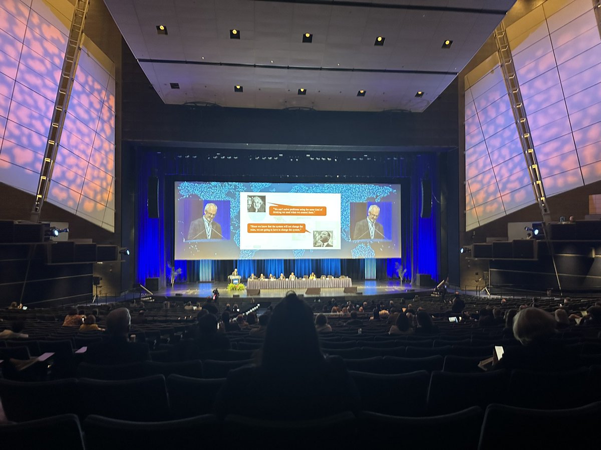 Dr @cpgYALE talk on solutions to #cancerscreening disparities: 'We can't solve problems using the same kind of thinking we used when we created them.' -Einstein 'Since we know that the system will not change the rules, we are going to have to change the system.” -MLK #ASCO23