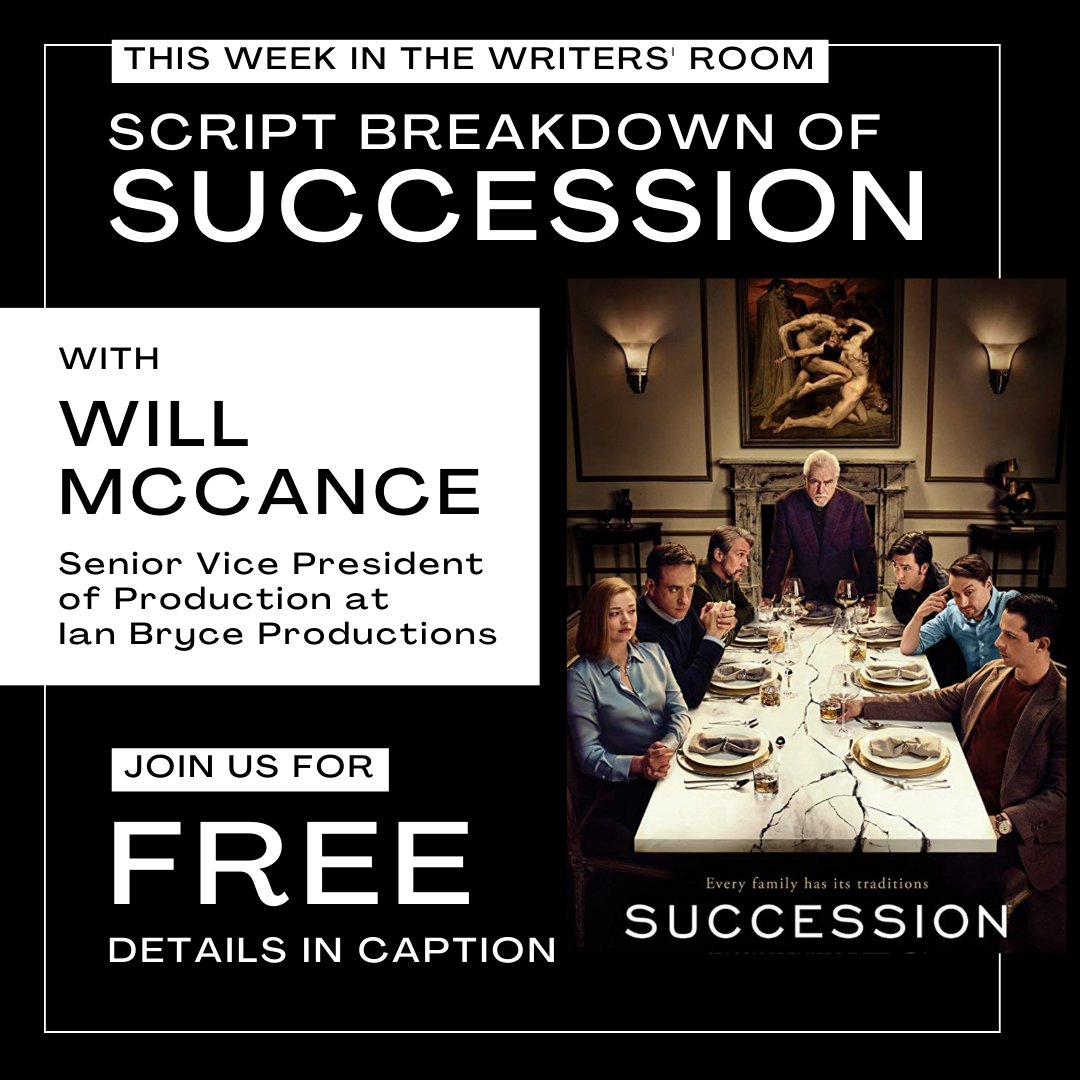 Stage32Scripts's tweet photo. Only 2 more days until our Script Breakdown webcast of SUCCESSION! 

All you have to do is email success@stage32.com with the subject line SUCCESSION to get access to this webcast! See you Wednesday at 4 PM PT!

#screenwriting #succession #scriptbreakdown #freewebcast #scriptchat https://t.co/sydZw34Ppf