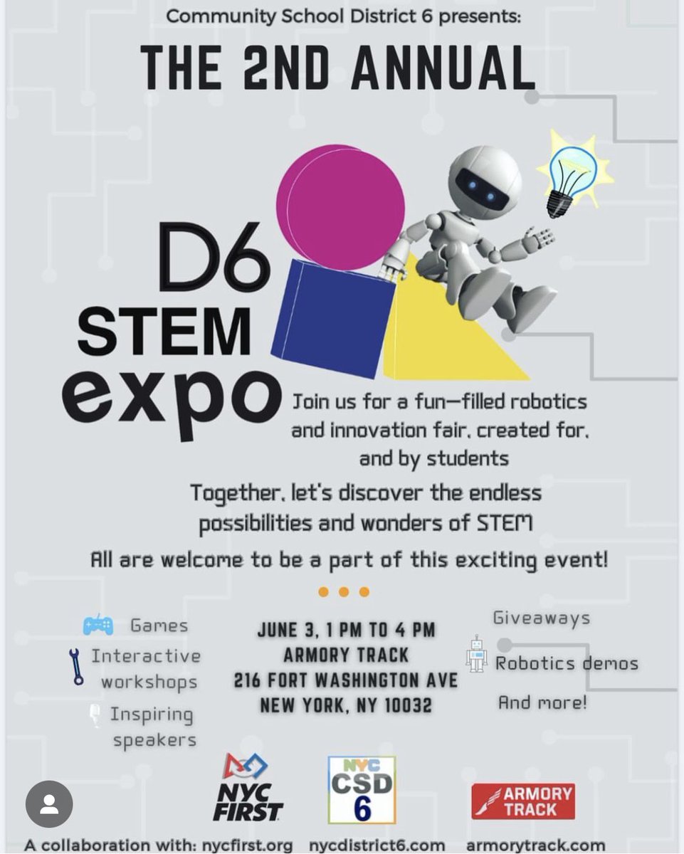 HirschOquel's tweet photo. #Thread On June 3rd 2023 we @PS128M attended the second annual #D6STEMExpo, Thank you @nycfirst @District6NYCDOE, Senator Robert Jackson @SenatorRJackson @RJackson_NYC @csta_nyc @ISTEofficial @LEGO_Education @makeymakey @scratch @mouse_org @learningdrive @ValerieBrock24 https://t.co/ifB8MYBYOG