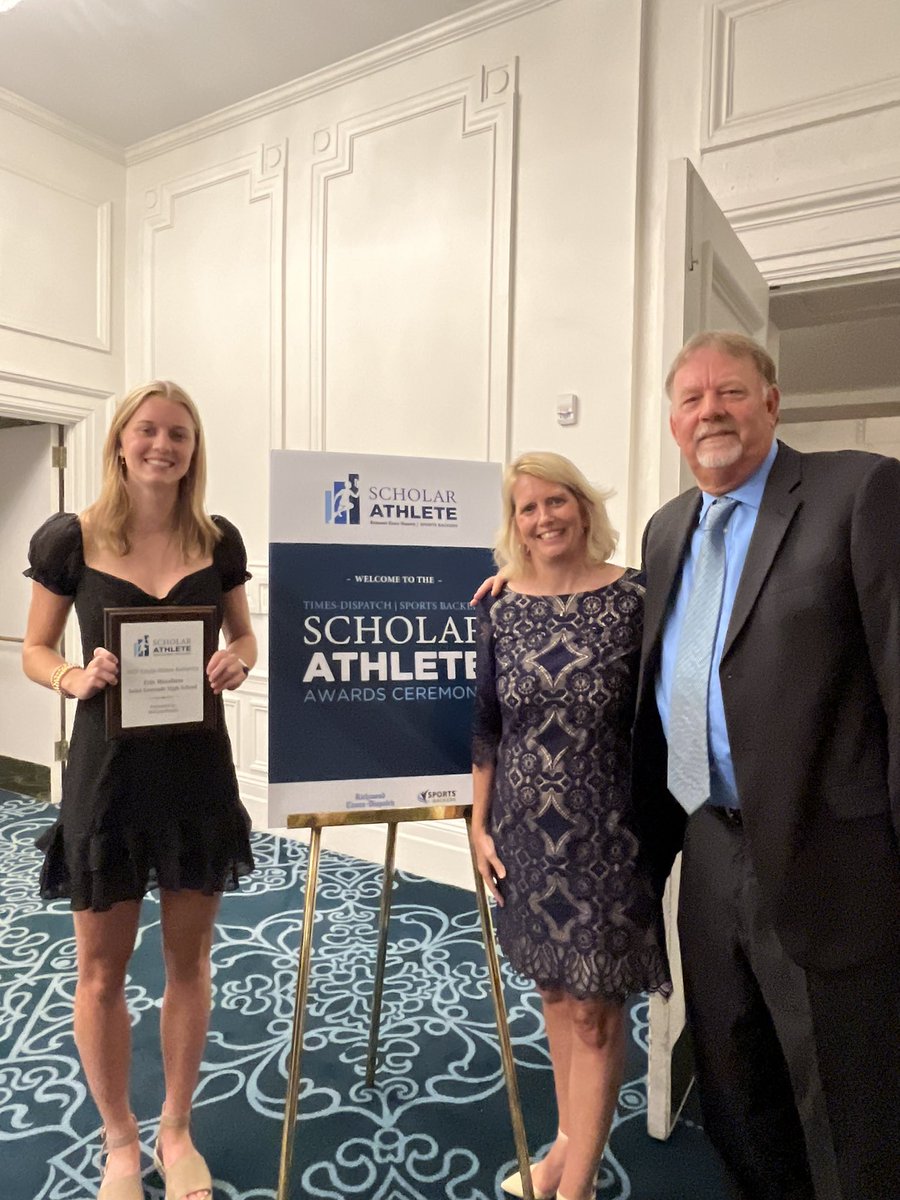 SaintGertrudeVA's tweet photo. Congratulations Erin Woodson for being the @rtdnews @sportsbackers Scholar-Athlete Girls Runner Up!! We are so proud of you! #letsgorva https://t.co/CUIsKhinz0