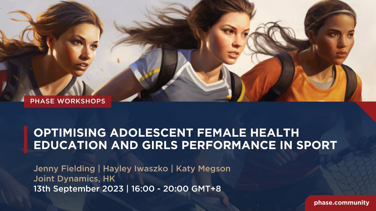 Coming up on 13 September 2023. Every PE team should have 2-3 attend this important workshop on Female Health and Girls Performance in Sport: phase.community/workshop-serie… #girlsinsport #deij