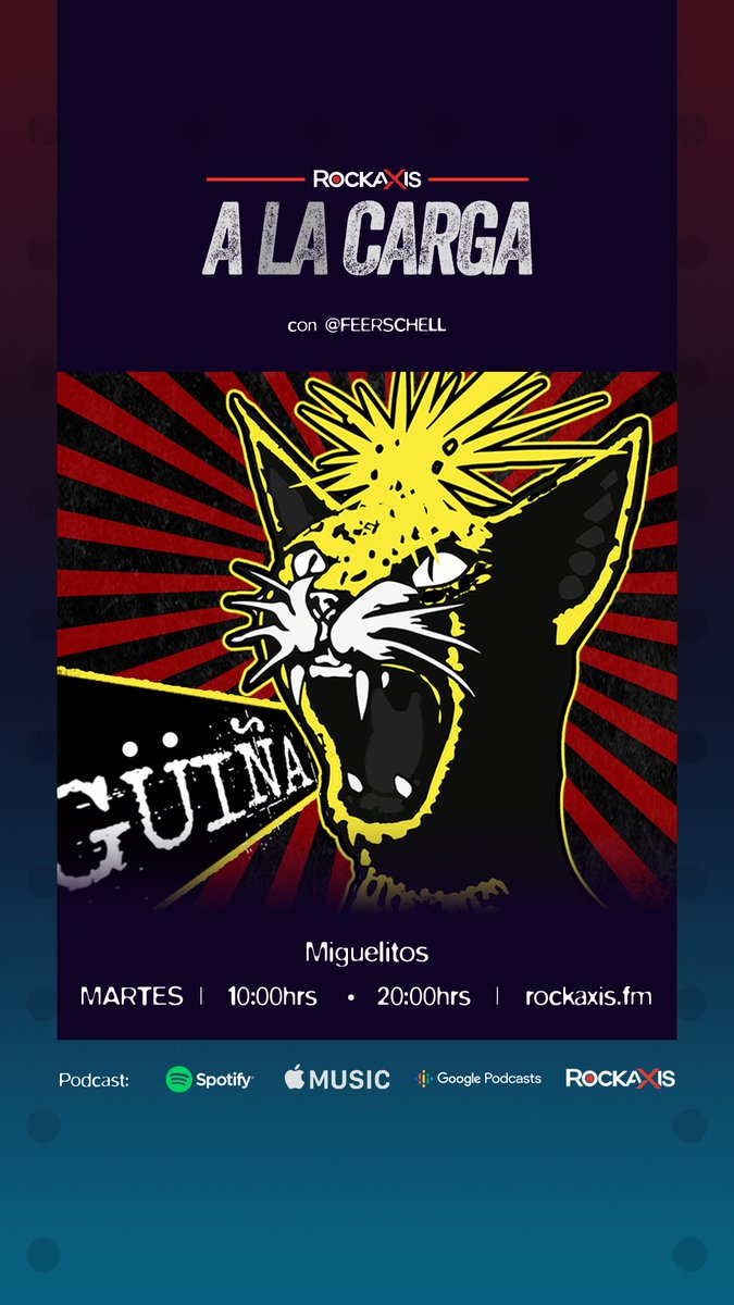 Este martes vamos #AlaCarga con <a href="/Feerschell/">Feña Schell</a> en <a href="/rockaxisoficial/">Rockaxis</a> !! #Güiña