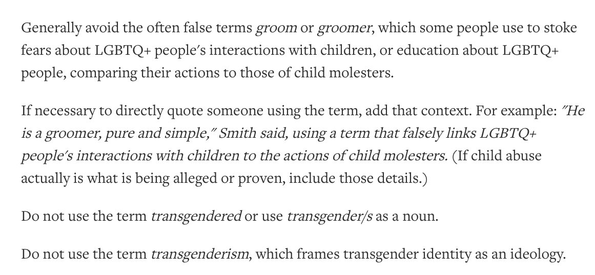 froomkin's tweet photo. Please read the marvelous, sensitive, and bold new @APStylebook guide to transgender coverage and other LGBTQ+ issues. Then follow it. https://t.co/oyVyYD2dOB https://t.co/iqe2n1Q9MM