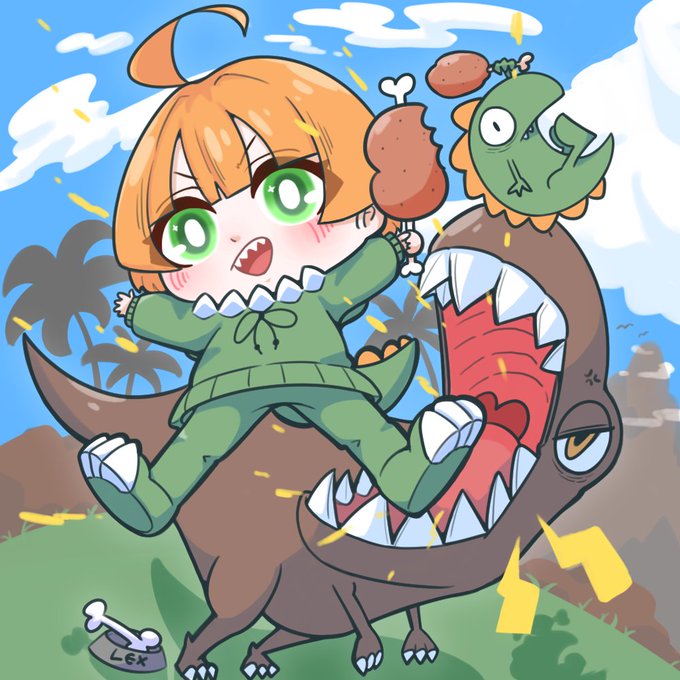 「dinosaur holding」 illustration images(Latest)