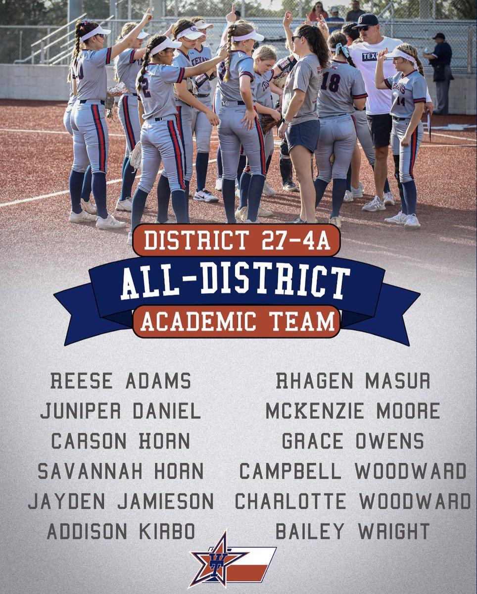 Congratulations to our All-District Award recipients!!!
TEXAN PRIDE!
TEXAN SOFTBALL..Every Moment Matters