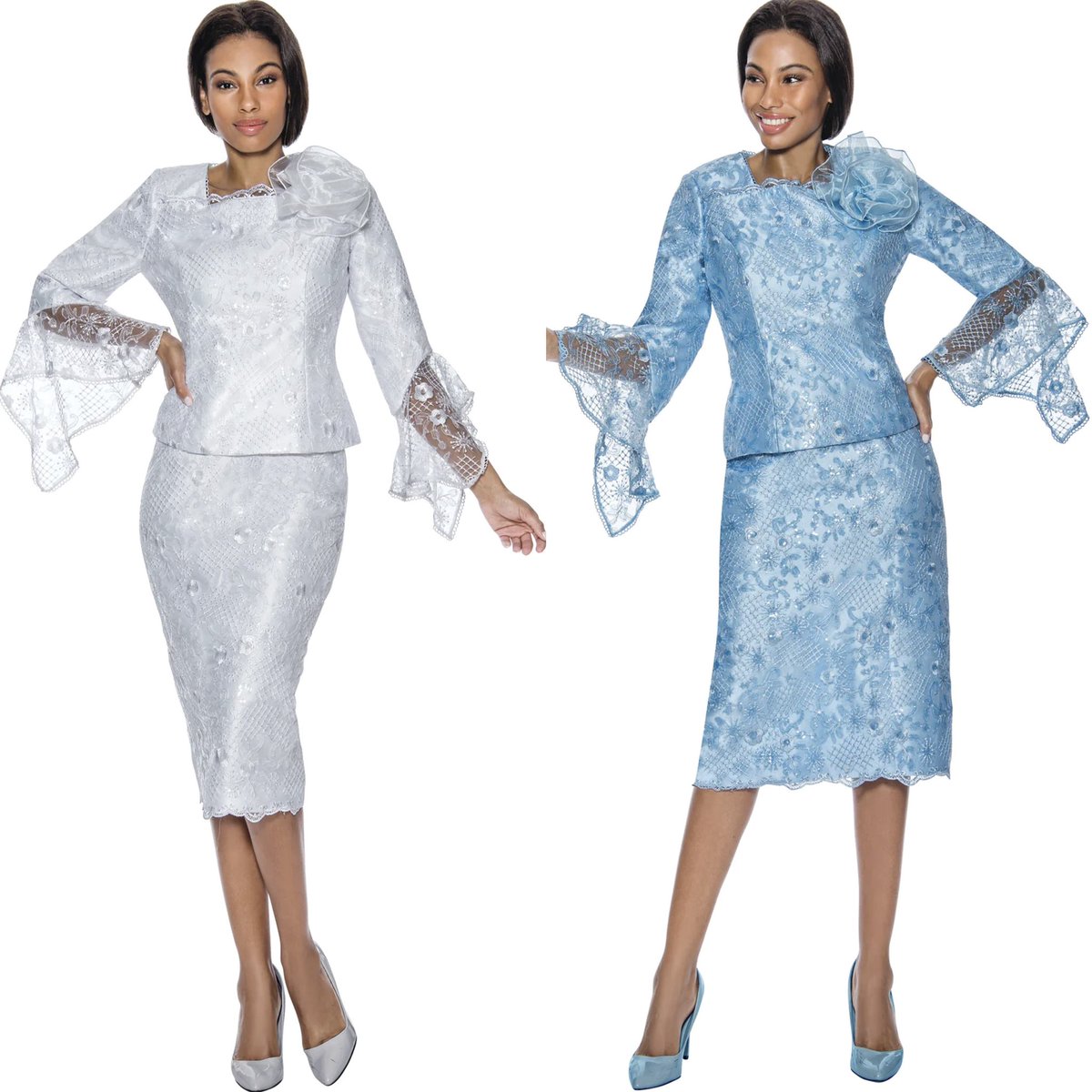 Terramina 7044 White Bell Sleeve Lace Skirt Suit 
divasdenfashion.com/products/terra… 
#DivasDenFashion #Terramina  #springFashion #bluesuit #whiteskirtsuit  #whitesuit #weddingfashion #bellsleeves #laceoverlay #luxefashion #Curvystyle #beautifulcurves #curvygirlsrock #cogicfashions #curves