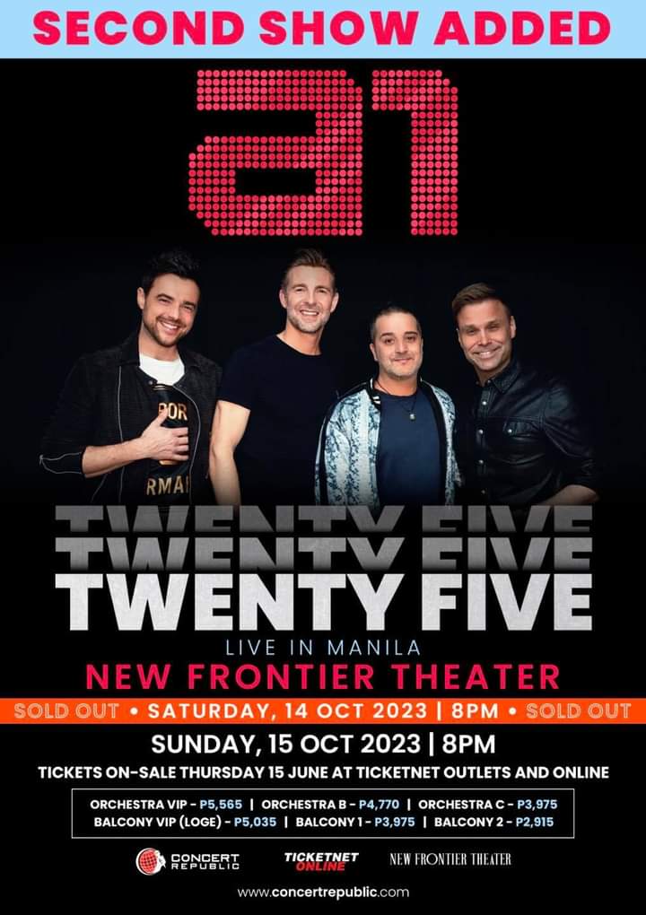 A1’s second show on October 15 at the New Frontier Theater will be available on June 15, 2023, 12NN via TicketNet. Presented by @ConcertRepublic