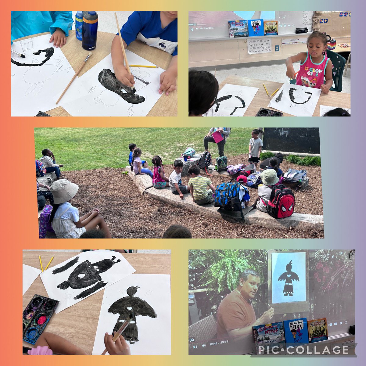 We painted step by step with @IsaacMurdoch1 today. Thank you @jodiesgot5 and team for providing these opportunities. We went outside to show gratitude to the land, and practice our sound wall in our natural surroundings! @PVanier_DPCDSB @DPCDSBSchools