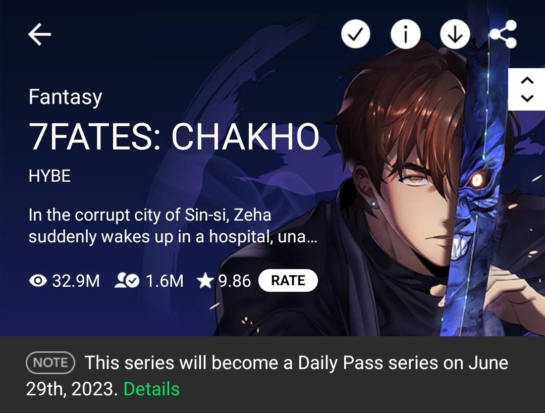 FYI for those who haven't finished #7FATES_CHAKHO. It will become a Daily Pass series on 6.29 so I suggest binging before then otherwise you can only read a chapter a day.

#7FATESCHAKHO #CHAKHO