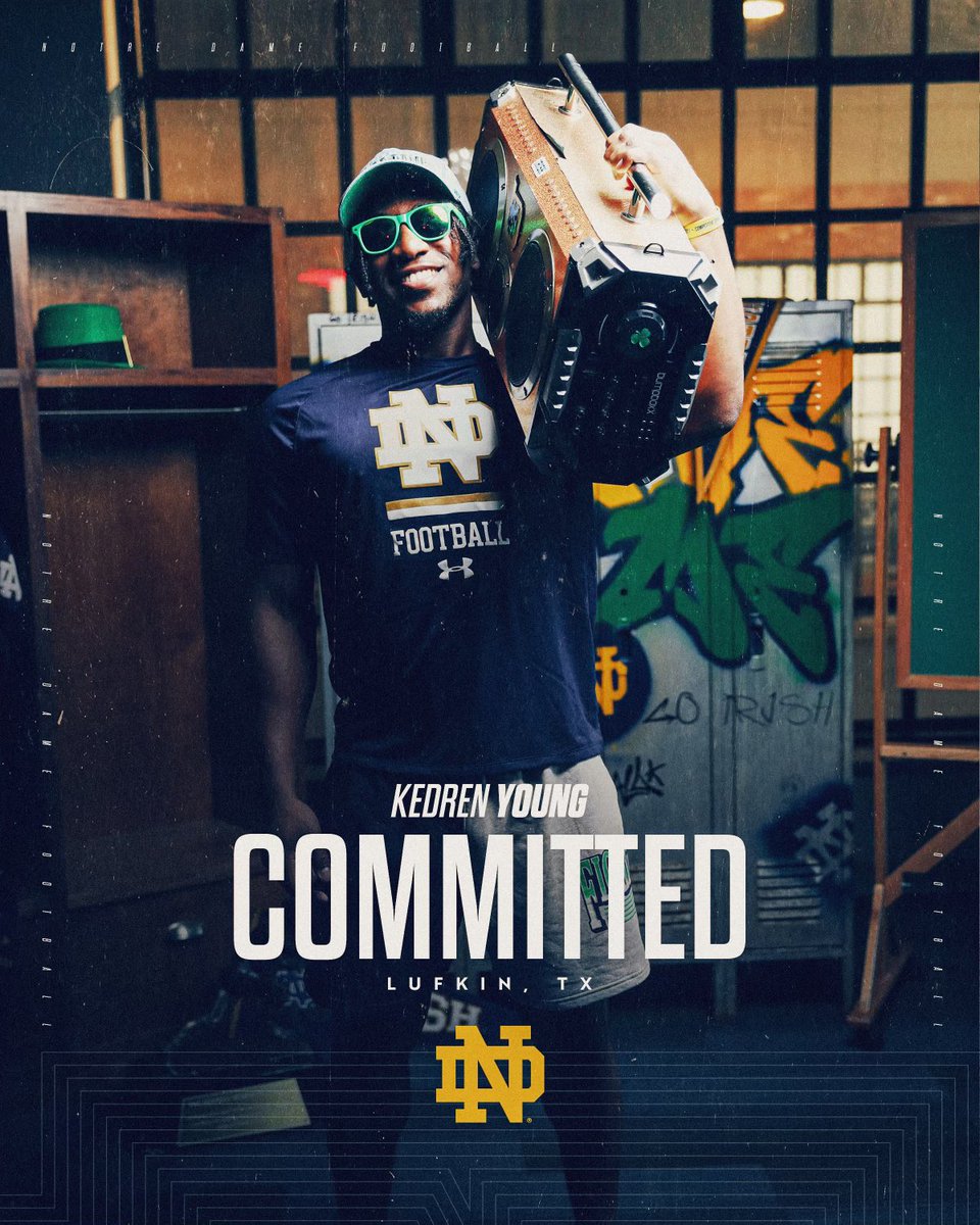 I am blessed to be in this position after a tough ride. I want to thank all of the coaches that have recruited me. I truly appreciate the love y’all have shown me and my family. After an great visit, I am extremely blessed to say I have committed to the University of Notre Dame!