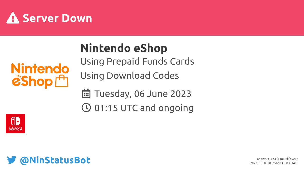 NinStatusBot on Twitter "[Server Down] The servers for "Nintendo